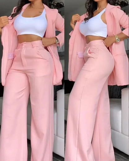 Women's Solid Color Blazar Set