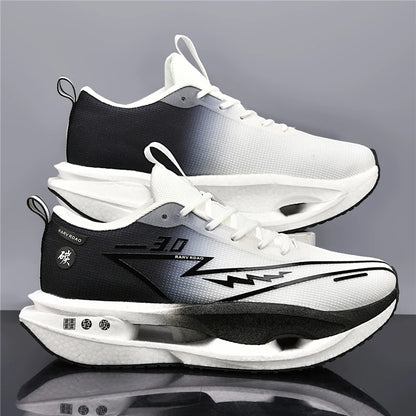 Lightweight breathable running shose with carbon plate for speed & comfort.