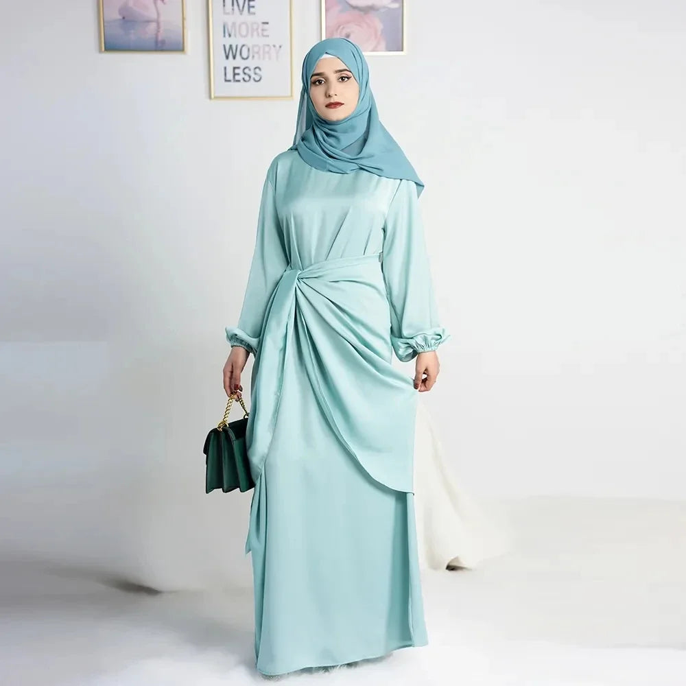 Elegant silky satin abaya set, modest & comfortable for everyday wear
