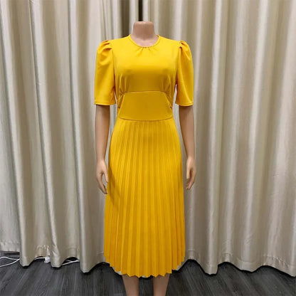 Elegant Pleated Office Dress - Women 2025