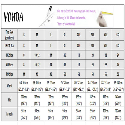 Plus Size 5XL VONDA Women Elegant Bow Ruffled Maxi Skirts Fashion High Waist Pleated Long Skirts Elastic Waist Jupes Faldas Saia